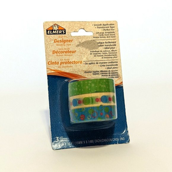 NEW Elmer's Designer Masking Tape Set of 3 / 3 Per Pack / 9 Total Misc. Patterns - Picture 2 of 7